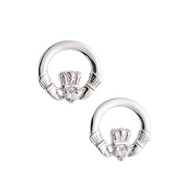 GALWAY Claddagh Earrings for Women, Irish Fashion Fine Jewelry in Durable Rhodium Plated 925 Sterling Silver, Perfect Birthday, Anniversary, Christmas Gift For Her - Crystal