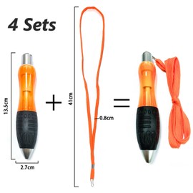 Wide Body Ballpoint Pens, Big Fat Pens for Arthritis, Parkinson's, Carpal Tunnel and Essential Hand Tremors, Black ink, Pack of 4 (Orange Body)