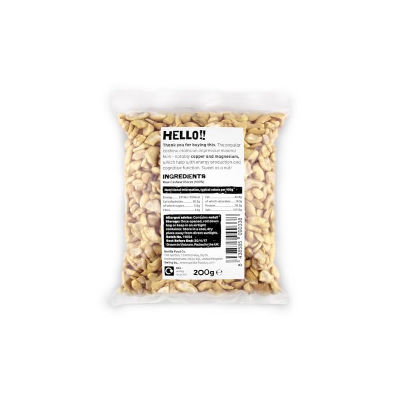 Gorilla Food Co. Natural Cashew Nut Pieces Raw - 200g