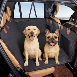 METACHOICE Dog Car Seat Cover for Back Seat - Hard Bottom Back Seat Extender & Hammock, Waterproof Back Seat Pet Cover for Dogs, Non-Slip SUV Car Protector（Black）