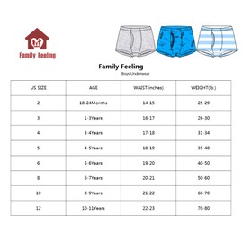 Family Feeling 6 Packs Big Boys' Cotton Boxer Brief Underwear Size 10