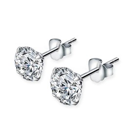 Women's Silver Stud Earrings with Cubic Zirconia for Women Girls Exquisite Gift Box, Sterling Silver, Cubic Zirconia
