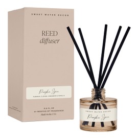 Sweet Water Decor Pumpkin Spice Reed Diffuser, Autumn Scented Premium Fragrance, Long-Lasting Air-Freshener for Home, Bathroom & Bedroom, Cozy Fall Gift for Women, Non-Toxic Oil, Lasts 4+ Months
