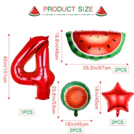 7 Pieces Watermelon Foil Balloons Watermelon Mylar Balloons Cartoon Fruit Foil Balloons for Birthday Baby Shower Wedding Party Decoration Supplies (4th)