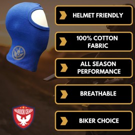 warrior gears 100% Cotton Balaclavas for Men Balaclava Face Hood Women Balaclava for Outdoor Sports Cycling Motorcycle Driving One Size - Blue