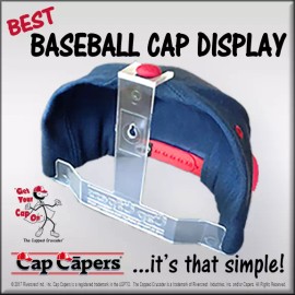 Cap Capers Baseball Cap Display Cap Rack Organizer Hat Wall Display Cap Capers - Rookie Pak - 6 Pcs