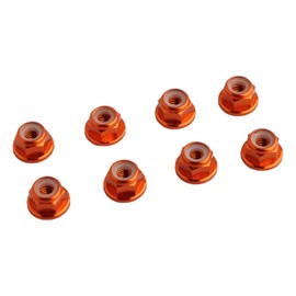 GDOOL 8PCS Flange M4 Lock Nuts Serrated Nylon Self-Tightening Aluminum M4 Wheel Hardware for Axial HPI TLR ECX Model RC Car Vehicles Upgraded Replacement Parts (Orange)