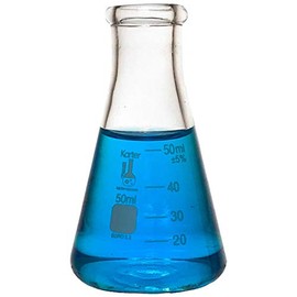 50ml Narrow Mouth Erlenmeyer Flask, Borosilicate Glass, Heavy Duty Rim, Thick Wall, Karter Scientific 213G26 (Single)