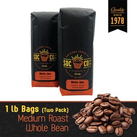 San Diego Coffee Mocha Java, Medium Roast, Whole Bean Coffee, 16-Ounce Bags (Pack of 2) Café en grano tostado