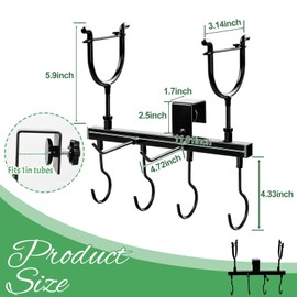 Metal Tree Stand Gun Holder, Rustproof Tree Stand Gun Rest with 6 Organize Hooks Treestand Rifle Holder Hunting Equipment Treestands Accessories for Climbing Stand Men Hunting Gift, Easy Clamps On