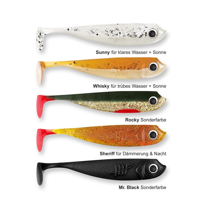 Lieblingsköder, 5 Rubber Fish for Zander Fishing, 7.5 cm, Zander