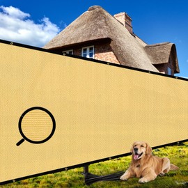 Shade&Beyond 5'x97' Sand Privacy Screen 90% Visibility Blockage Fence Sreen 170 GSM Fencing Mesh Fence Panel for Wall Garden Yard Backyard Indoor Outdoor Home Decoration,A514