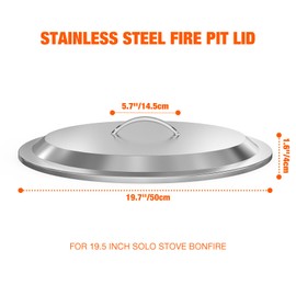 Onlyfire Fire Pit Lid for Solo Stove 19.5" Bonfire Fire Pit, Stainless Steel Bonfire Fire Pit Accessories for Outdoor Camping