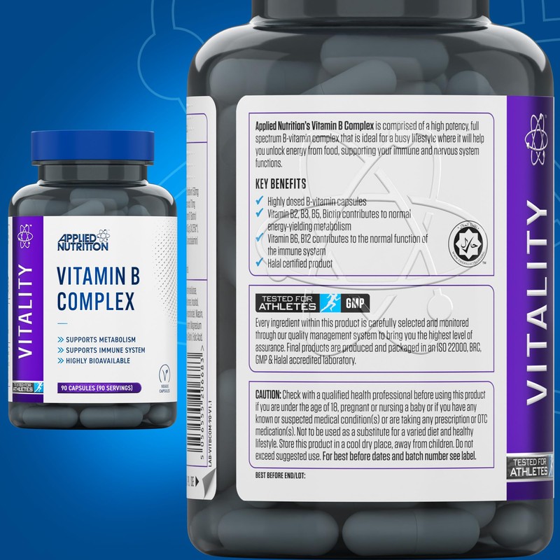 Applied Nutrition Vitamin B Complex Multivitamin - High Potency B12,