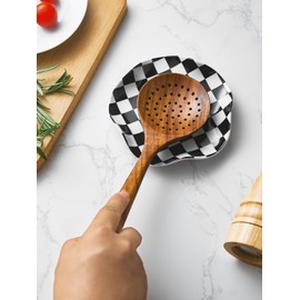 ABRUTY Spoon Rest for Stove Top, Ceramic Spoon Holder for Counter, Modern Farmhouse Decor Accessories for Spatula,Spoons (B-Square, Flower-Shape)