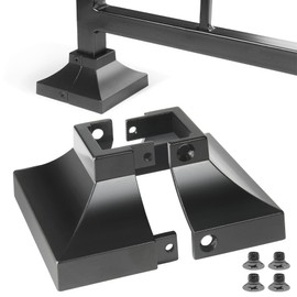 Epcee 2pcs Post 1" Aluminum Deck Post Base Cover, Post Skirt, Handrail, Stair, Porch, Deck Railing Base Brackets Covers (Black)