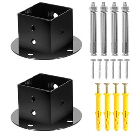 Floor Flange 2x2 Mounting Bracket Square Fence Pole Flange Base Heavy Duty Post Base 2 inch Post Anchor Base Wall Mounted Column Anchor Base for Deck Railing Mailbox