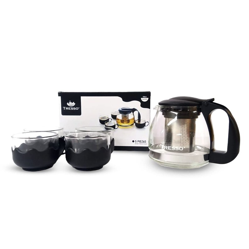 TRESSO Set de tetera de cristal de 700 ml con