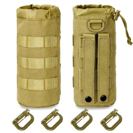 Hossom 2 Pack Molle Bottle Holder, 1000D Nylon Tactical Military Water Bottle Bag with 4 Hooks Molle Pouch Bottles Holder Backpack Water Bottle Carry Bag for Outdoor Hiking Hunting Camping Training