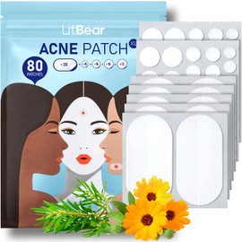LitBear Large Pimple Patches, 168 Patches 5 Size, Acne Patches for Face, Body, Hydrocolloid Patches for Large Zit Breakouts with Tea Tree and Calendula Oil, Hydrocolloid Bandages for Acne Skin