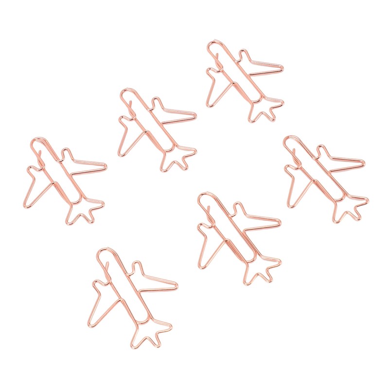 80pcs Airplane Shaped Paper Clips Rose Gold Prevent Rust Plane