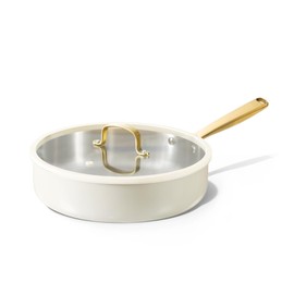 CAROTE 10" Plus Stainless Steel Deep Frying Pan with Lid, 5.5 Qt Saute Pan with Pour Spout, Skillet Induction Cookware