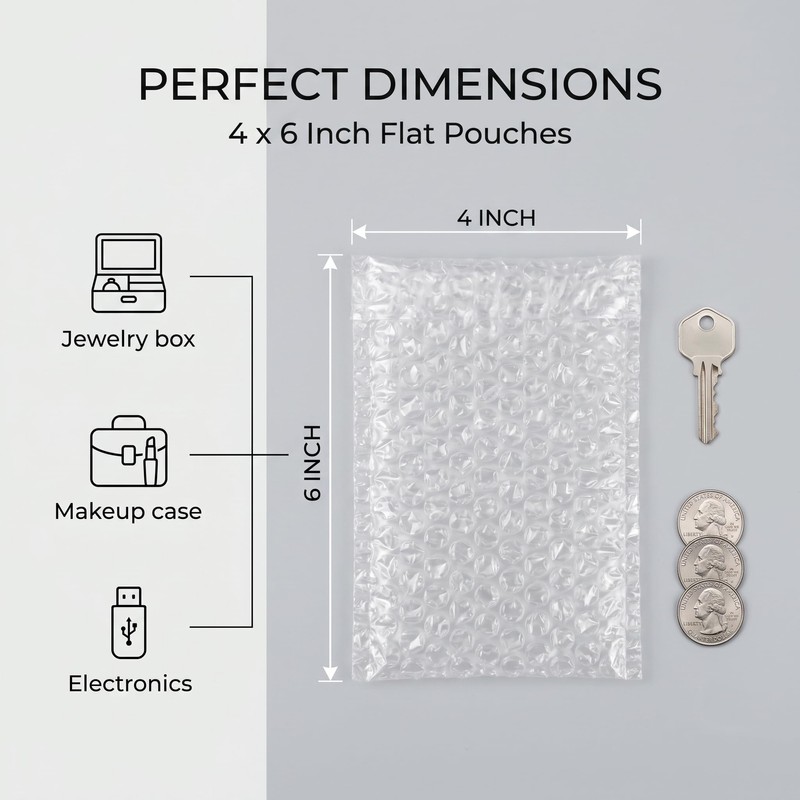 4"x6"Clear Bubble Out Bags,50 Pack Bubble Pouches Wrap Bag,Thickened Shockproof