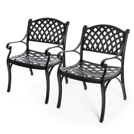 Nuu Garden Outdoor Dining Chairs Set 2, 2 Piece Bistro Chairs, Aluminum Patio Furniture – Cast Aluminum, Bronze