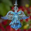 Crystal Quality Acrylic Angel Ornament (Diamond Shape Base, Blue)