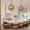 Poemoon 18" Farmhouse Wooden Chandelier 4-Light Geometric Pendant Lighting