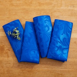 HommxJF 4 Pieces Scroll Damask Jacquard Royal Blue Placemats,13 x 19 inch Protect Surface Heat and Stain Resistant Dinner Mats