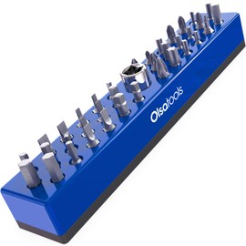 Olsa Tools Hex Bit Organizer with Strong Magnetic Base - Blue Holder for Drill, Tamper, or Specialty Bits - Compact Magnetic Storage Solution - Part 1002