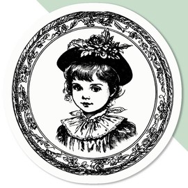 4 x Small 50mm 'Vintage Girl Portrait' Permanent Sticker Decals for Cars/Windows/Bins/Walls etc (DW00130280)