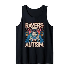 Ravers for Autism Skeleton with Glowsticks EDM Music Tank Top