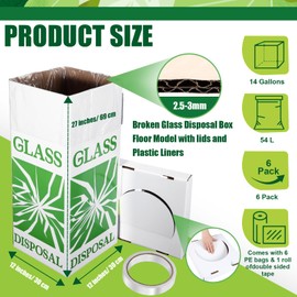 Resurhang 6 Pcs Broken Glass Disposal Box 12" L x 12" W x 27" H Floor Model Laboratory Glass Disposal Cardboard Box Container Bins Trash Cans Cartons for Party Broken Bottle