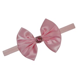 Funny Girl Designs Sleeping Beauty Sparkling Glitter Satin Bow Baby and Toddler Elastic Headband (0-12 Months)