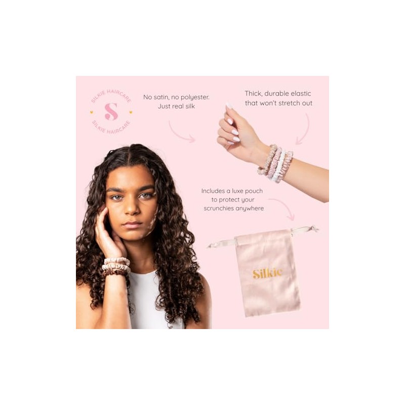 SILKIE Juego de 4 gomas elásticas para el pelo 100%