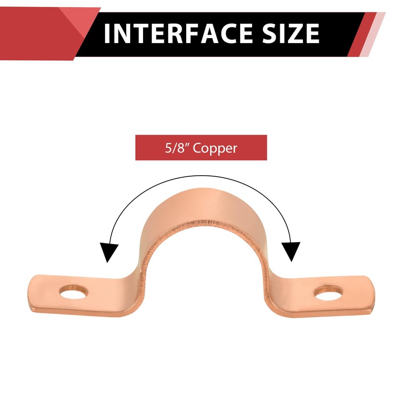 Pro 30-Pack EFIELD 5/8-Inch Copper Pipe Straps, Two-Hole Clamp Mount,