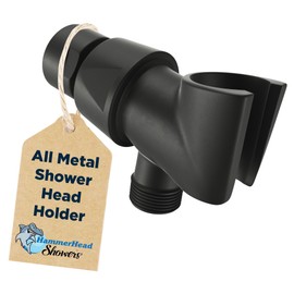 HammerHead Showers® All Metal Handheld Shower Head Holder - Matte Black - Adjustable Shower Wand Holder with Universal Wall Hook Bracket and Brass Pivot Ball - Hand Held Shower Head Holder