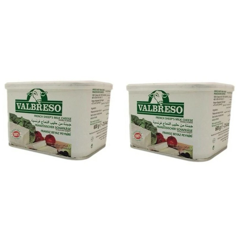 valbreso Sheep's Milk Feta Cheese 21.2oz (600g) each Tin French