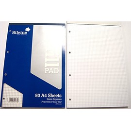 A4 Refill Pad Ruled Graph Paper Square Paper Plain Paper Silvine Refill Pads (A4 5mm Squared Paper Pad)