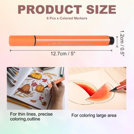PATIKIL Colored Markers, Orange 6 Pack Washable Coloring Drawing Doodling Markers Broad Line Art Marker Water Color Pens Set for Adult Coloring Books Sketching