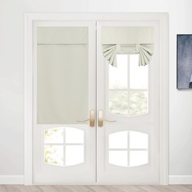 RYB HOME Blackout French Door Window Curtain for Small Window, Adhesive Thick Layer Room Darkening Glass Window Cover for Kitchen Front Door Pricacy, Beige, W 26 x L 40, 1 Panel