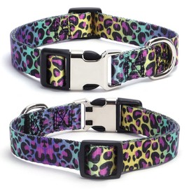 Girl Dog Collar, Pretty Leopard Pattern Soft Durable Puppy Collars Adjustable for Xs Small Medium Large Breed Pet Female Dogs Big Cat, Colorful Cheetah Print S