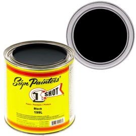 1 Shot Lettering Enamel Paint, Professional Pinstriping and Lettering Paint 4 Ounce Can 199L/4Z (199L- Lettering Black)