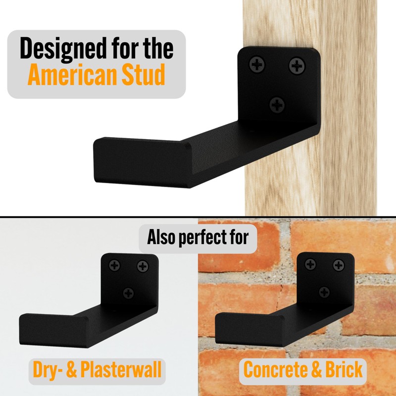 EVALD Floating Shelf Brackets w/ Lip | Hidden Black Carbon