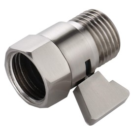 Water Flow Control Shut Off Valve with Brass Adjustable Hand Level Water Pressure Regulator for Hand Held Shower Head & Bidet Sprayer, Brushed Nickel Water Saver G1/2