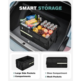 FLORICH Trunk Organizer with Breathable Shoe Storage for Suv, Waterproof Car Organizers Collapsible, Large Trunk Organizer Back Seat Storage for Car