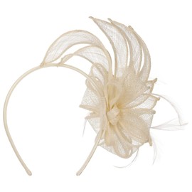 Seeberger Vanola Sinamay Fascinator Hair Accessories Headpiece Headband, cream white, Unit size