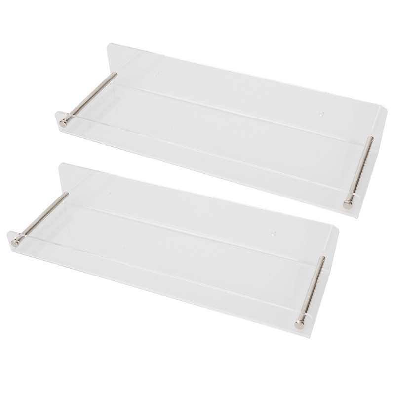 2Pcs Floating Wall Ledge Shelf Acrylic Concealed Bathroom Rack for